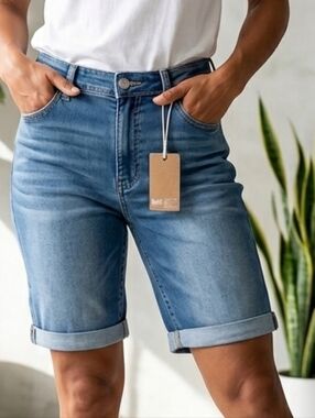 Angels Women's Washed Blue Denim Shorts